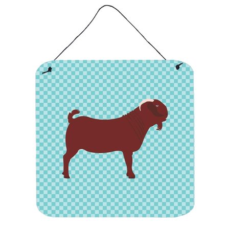 MICASA Kalahari Red Goat Blue Check Wall or Door Hanging Prints, 6 x 6 in. MI234183